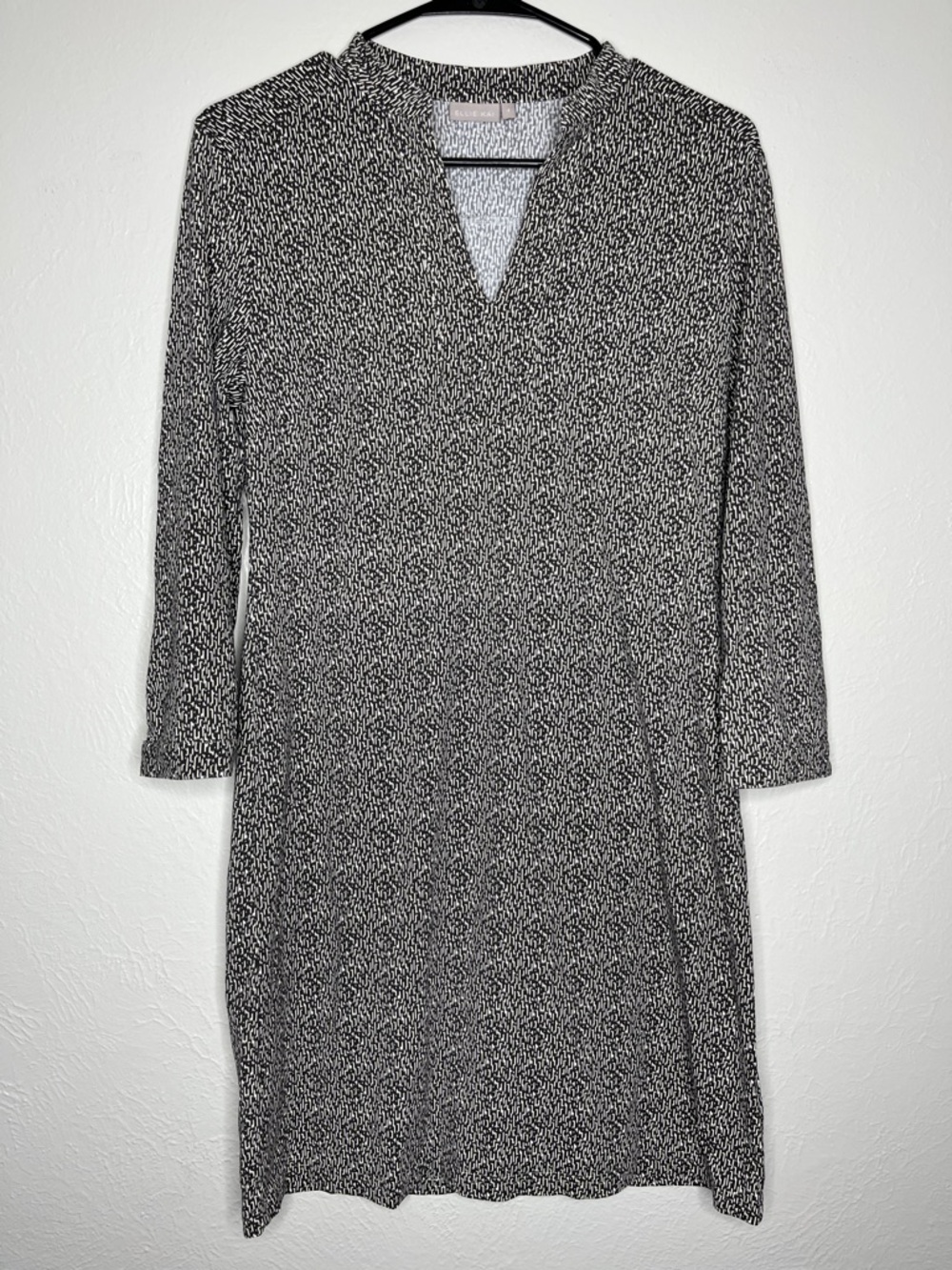 Ellie Kai Brown and White Printed Jersey Shift Dress - Size 4 Office Workwear